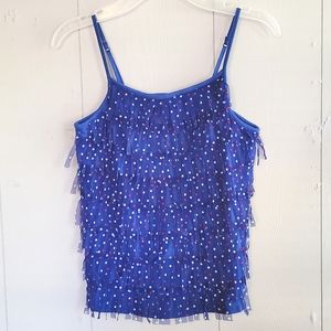 🌴 NWOT Blue Cami Top W/Fringe⭐️